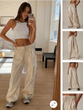 Free People Movement Cargo Parachute Pants Small Ripstop Utility Cinch Hem